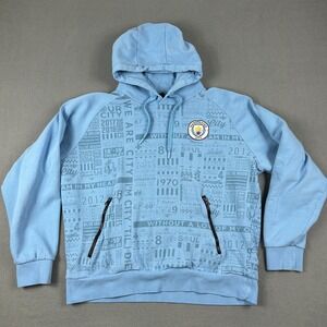 Manchester City Hoodie Mens XL Blue Sweatshirt Pullover Football Club Futbol